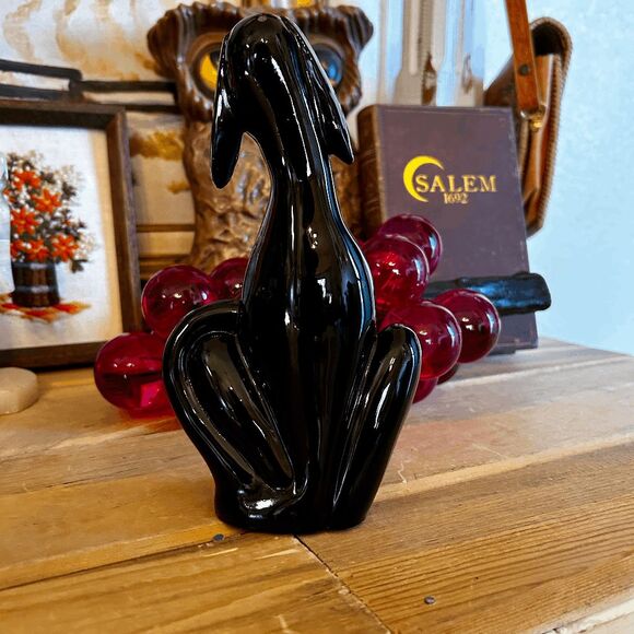 Viking Glass Epic Dog Figurine - Shiny Black Hound by Mosser Glass, 8" Solid Gla - Picture 10 of 10